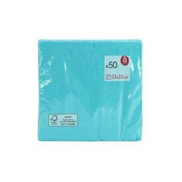 Actuel serviettes 2 plis turquoise x50