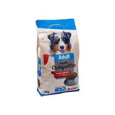 AUCHAN Adulte multi croquettes au bœuf pour chien 4kg