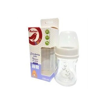 Auchan Baby biberon col large en verre 120ml