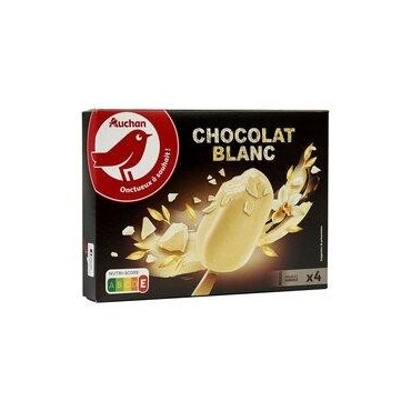 AUCHAN Bâtonnet glacé chocolat blanc 4 pièces 300g