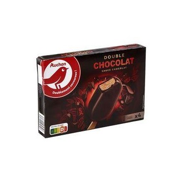 AUCHAN Bâtonnets glacé double chocolat 4 pièces 340g