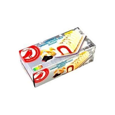 AUCHAN Bûche glacée au chocolat nougat et caramel au beurre salé...