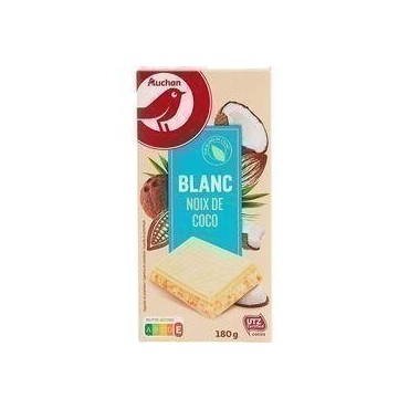 Auchan Chocolat Blanc Noix De Coco 180G