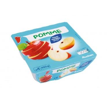 Auchan compote de pomme sans sucre ajouté 4x100g