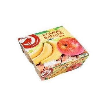 Auchan compote dessert de fruits pomme banane 4x100g