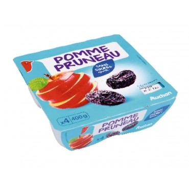 Auchan compote pomme pruneau 4x100g