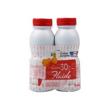 Auchan crème entière fluide stérilisée UHT 30% M.G 2x25 cl