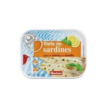 Auchan filets de sardines sauce au citron et au basilic 100 g