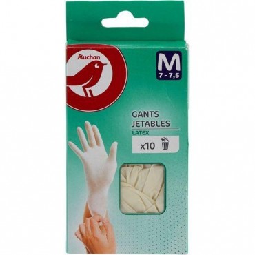 Auchan gants fin latex taille M x10