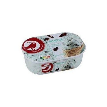 AUCHAN Glace à la menthe et copeaux de chocolats 500g
