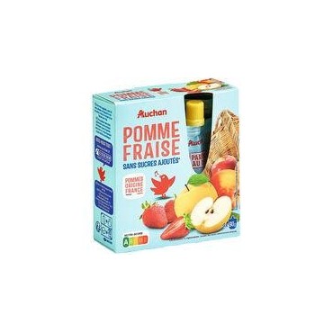 Auchan Gourdes Pomme Fraise Sans Sucre Ajoutée 4X90G