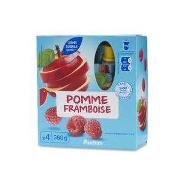 AUCHAN Gourdes pomme framboise sans sucres ajoutés sans...