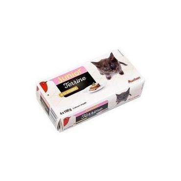 AUCHAN Junior barquettes terrines à la volaille pour chaton 4x100g