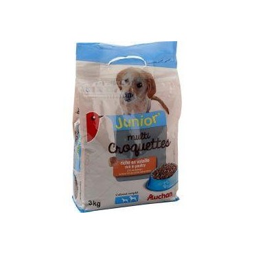 Auchan Junior multi croquettes riche en volaille pour chiens sac 3 kg