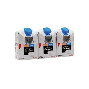 Auchan Junior/Adult boisson lactée pour chats 3x20cl