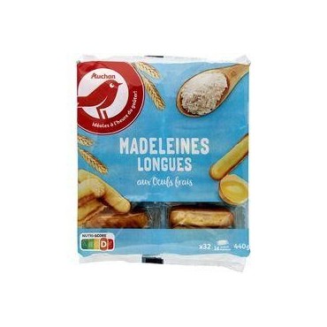 AUCHAN Madeleines longues aux œufs frais 16x2 madeleines 440g