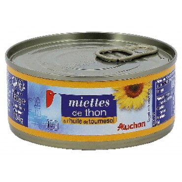 Auchan miettes de thon à l'huile de tournesol 160g