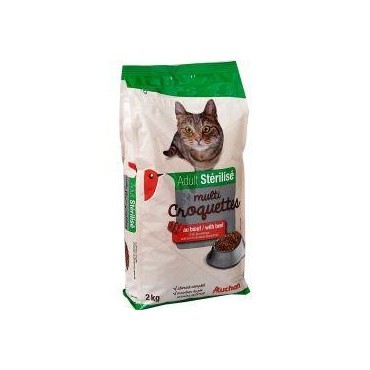 Auchan multi croquettes pour chats adultes stérilisés sac 2kg