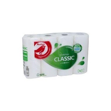AUCHAN Papier essuie-tout classique blanc 4 rouleaux