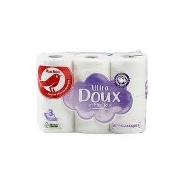 Auchan papier toilette ultra doux et moelleux x6 rouleaux classiques
