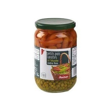 Auchan petits pois à l'étuvée extra fins 660g