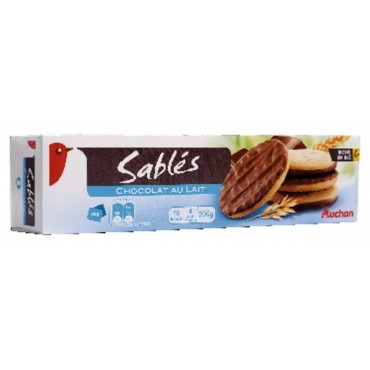 Auchan sablés nappés chocolat au lait 150g