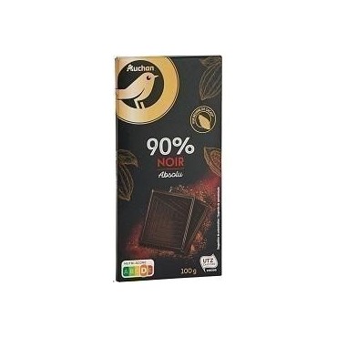Auchan tablette chocolat noir 90% de cacao Absolu 100g