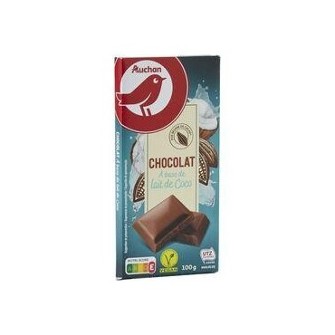 AUCHAN Tablette de chocolat végan à base de lait de coco 100g