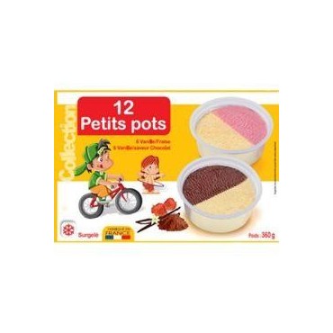 Collection glace petits pots 6 vanille/fraise et 6 vanille/chocolat...