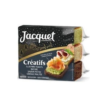 JACQUET Créatifs Mini toasts nature pistou et céréale maltée 3x20...