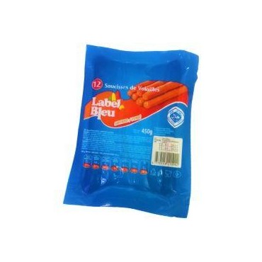 Label Bleu 12 saucisses de volailles 450g