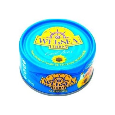 Welsea thon entier albacore à l'huile de tournesol 160 g